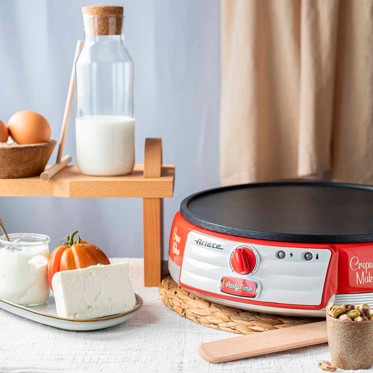 Máquina de Crepe Ariete 202 Party Time Retrô 1000W Vermelha - Imagem 5