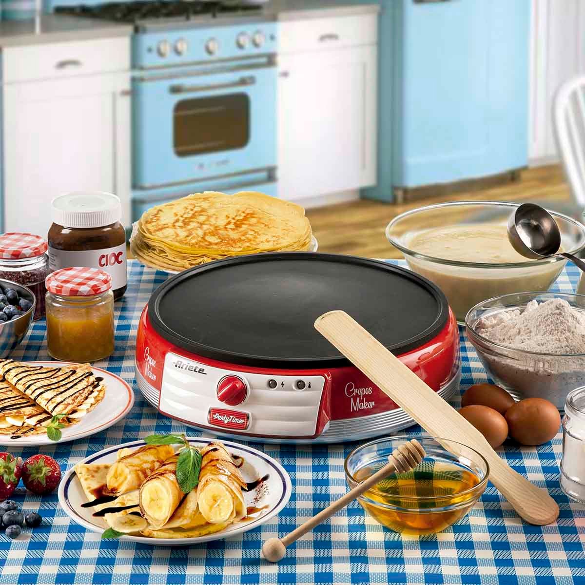 Máquina de Crepe Ariete 202 Party Time Retrô 1000W Vermelha - Imagem 6