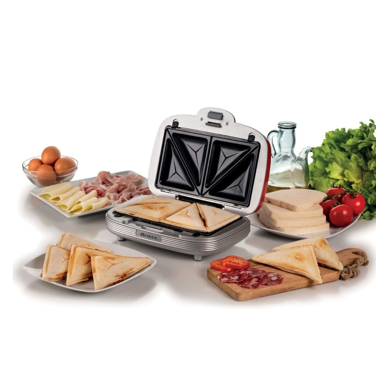 Sanduicheira Ariete 1972 Party Time 3 em 1 Retrô 700W Vermelha - Imagem 3