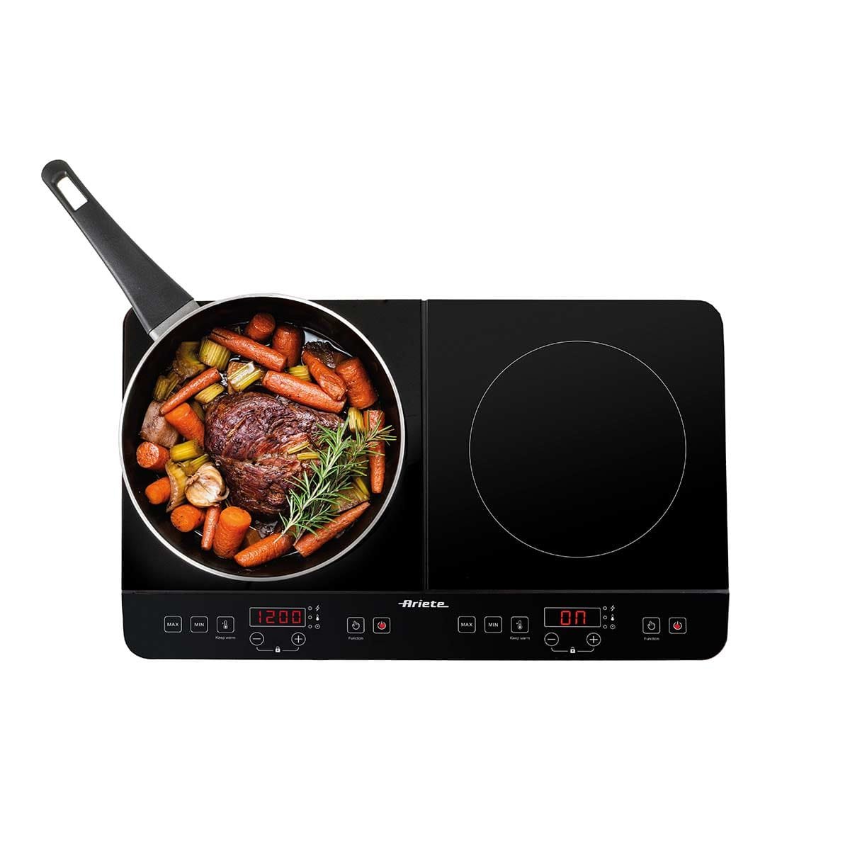 Cooktop de Indução Portátil Ariete 1998 Vitrocerâmico 2 bocas Touch Screen Preto - Imagem 2