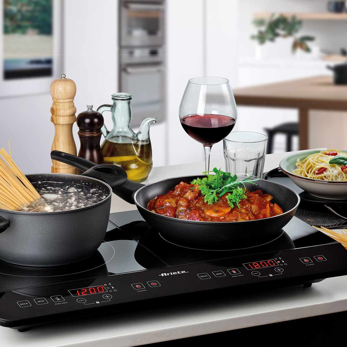 Cooktop de Indução Portátil Ariete 1998 Vitrocerâmico 2 bocas Touch Screen Preto - Imagem 4
