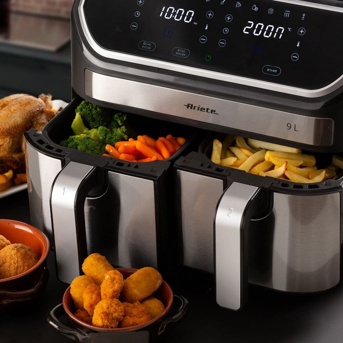 Fritadeira Air Fryer Dual 9L Metal Ariete 4625 com Cesto Duplo (4,5L x 2) - Imagem 5